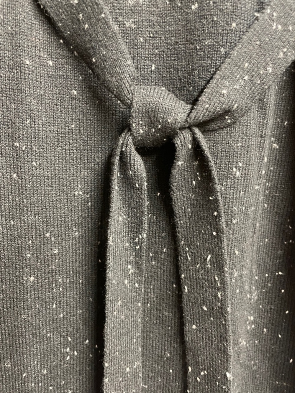 Talbots Black Speckled Knit Tie-Waist Long Sleeve Dress NWT - Picture 3 of 8